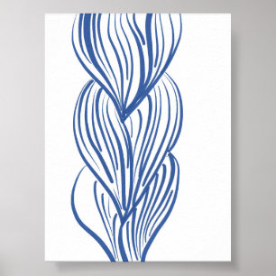 Boho Minimalistisch Blue Line Art Poster