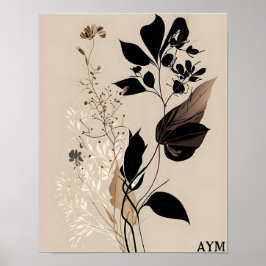 Boho Minimalistisch Botanical Personalize Poster