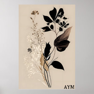 Boho Minimalistisch Botanical Poster