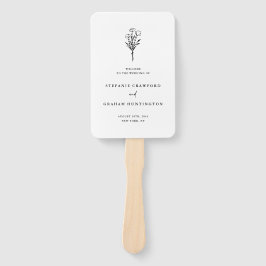 Boho Minimalistisch Botanicals Black and White Pro Fächer