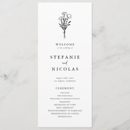 Boho Minimalistisch Botanicals Black and White Wed Programm
