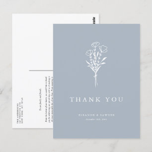 Boho Minimalistisch Botanicals Dusty Blue Vielen D Postkarte