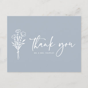 Boho Minimalistisch Botanicals Dusty Blue Vielen D Postkarte