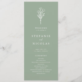 Boho Minimalistisch Botanicals Sage Green Wedding Programm