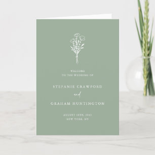 Boho Minimalistisch Botanicals Sage Green Wedding Programm