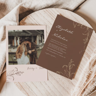 Boho Minimalistisch Botanicals Terracotta Hochzeit Einladung