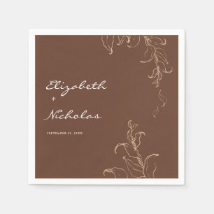 Boho Minimalistisch Botanicals Terracotta Hochzeit Serviette