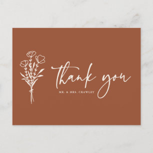 Boho Minimalistisch Botanicals Terracotta Vielen D Postkarte