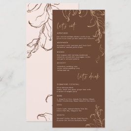 Boho Minimalistisch Botanicals Terracotta Wedding Menükarte