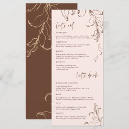 Boho Minimalistisch Botanicals Terracotta Wedding Menükarte