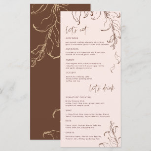 Boho Minimalistisch Botanicals Terracotta Wedding Menükarte