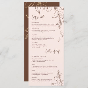 Boho Minimalistisch Botanicals Terracotta Wedding Menükarte