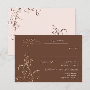 Boho Minimalistisch Botanicals Terracotta Wedding RSVP Karte