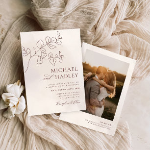 Boho Minimalistisch Botanische Blumenhochzeit Einladung