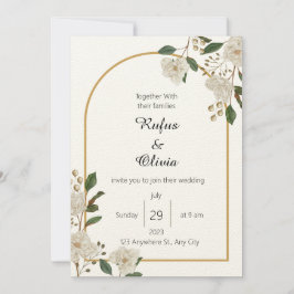 Boho Minimalistisch Botanische Blumenhochzeit Einladung