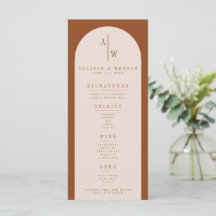 Boho Minimalistisch Burnt Orange Wedding Bar Menu