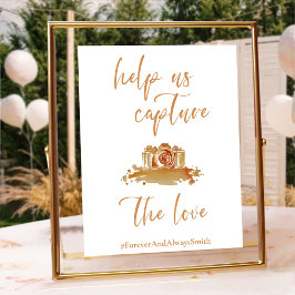 Boho Minimalistisch Burnt Orange Wedding Hashtag S Poster