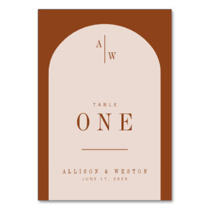 Boho Minimalistisch Burnt Orange Wedding Tischnumm Tischnummer