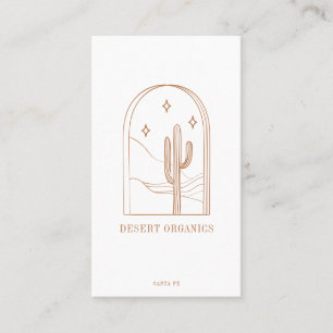 Boho Minimalistisch Cactus Line Art Logo Terracott Visitenkarte