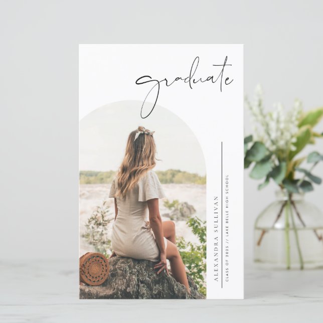 Boho Minimalistisch Calligraphy Arch Foto Abschlus (Stehend Vorderseite)