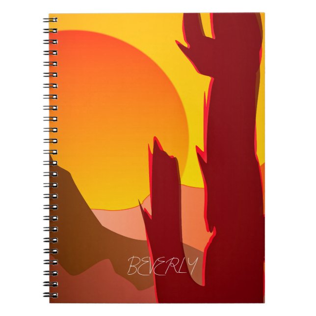 BOHO MINIMALISTISCH DESERT SUNSET GRAPHIE NOTIZBLOCK (Vorderseite)