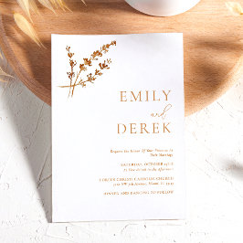 Boho Minimalistisch Fall Orange Floral Wedding Einladung