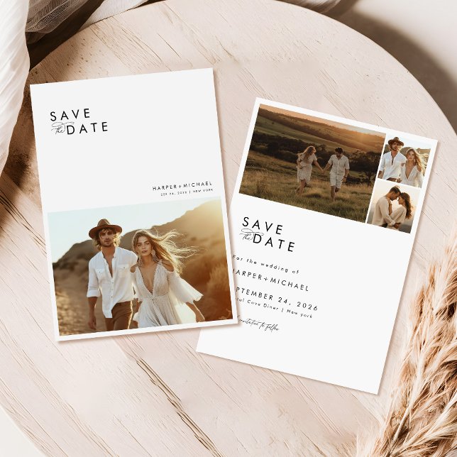 Boho Minimalistisch Foto Save the Date Einladung (Von Creator hochgeladen)