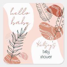 Boho Minimalistisch Hello Baby Dusche Blush