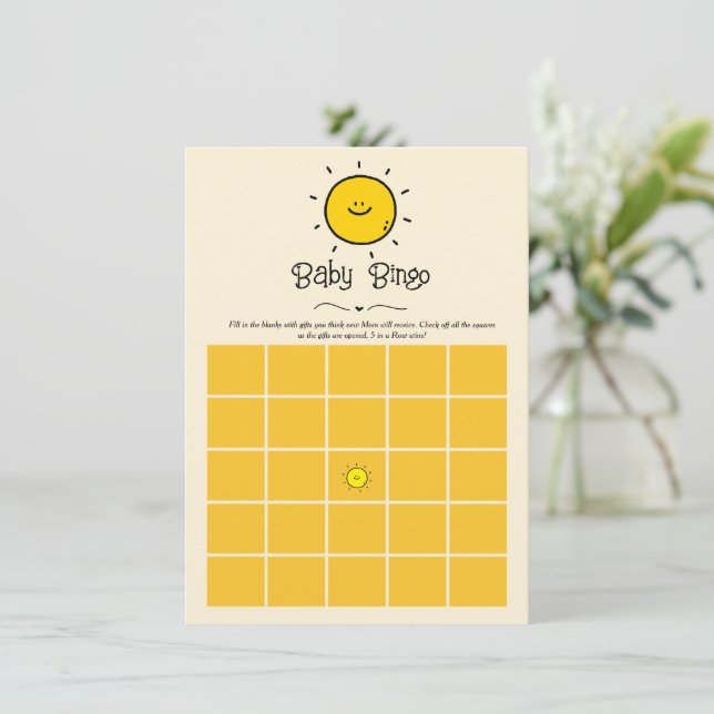 Boho Minimalistisch Hier kommt das Son Baby Bingo  Einladung (Stehend Vorderseite)