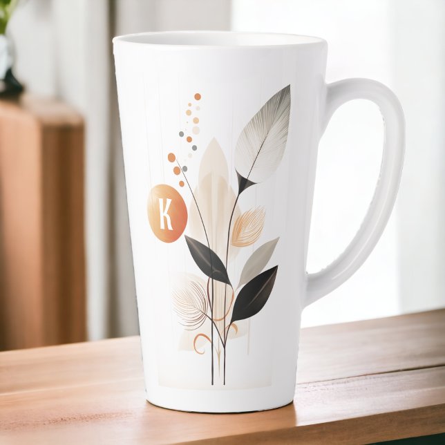 Boho Minimalistisch Initial Latte Tasse (Von Creator hochgeladen)