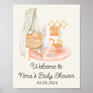 Boho Minimalistisch Kinderzimmer Girl Babydusche Poster