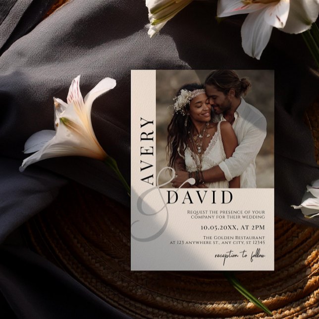 Boho Minimalistisch Modern Wedding Foto Arched Einladung (Von Creator hochgeladen)