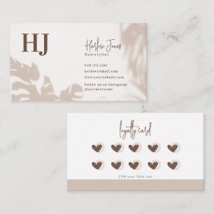 Boho Minimalistisch Monstera Leaf Shadow Loyalty Visitenkarte