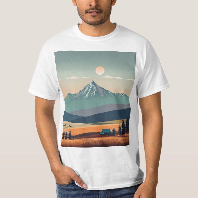 "Boho Minimalistisch Mountain Vibes T-Shirt" T-Shirt (Vorderseite)