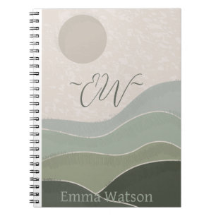 Boho Minimalistisch, Name des Monogrammschrift-Log Notizblock