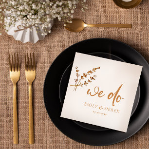 Boho Minimalistisch Orange Floral Wedding Serviette