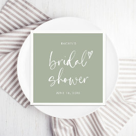 Boho Minimalistisch Sage Green Brautparty Serviette