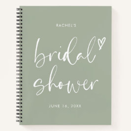 Boho Minimalistisch Sage Green Script Brautparty Notizbuch