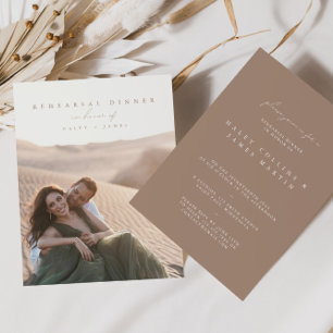 Boho Minimalistisch Script Foto Probe Dinner Einladung