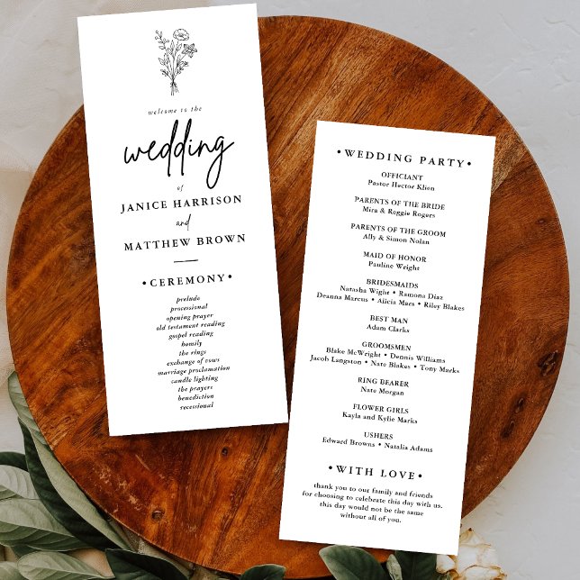 Boho Minimalistisch Simple Elegant Wedding Program (Von Creator hochgeladen)