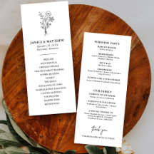 Boho Minimalistisch Simple Elegant Wedding Program