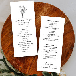Boho Minimalistisch Simple Elegant Wedding Program