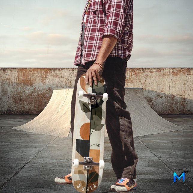 Boho Minimalistisch Skateboard - Earthy Geometric  (Von Creator hochgeladen)
