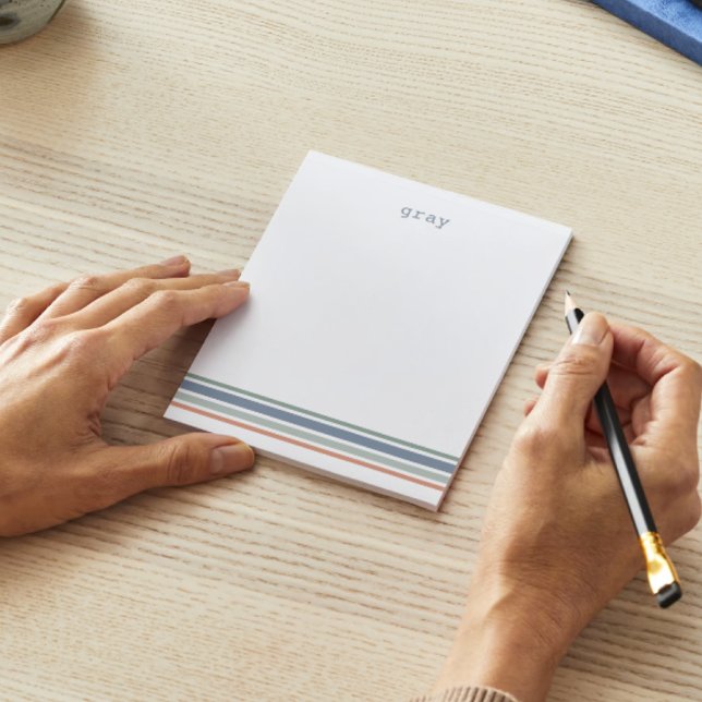 Boho Minimalistisch Stripes Personalisiert Notizblock (notepad, personalized notepad, minimalist notepad, custom notepad, stripe notepad)