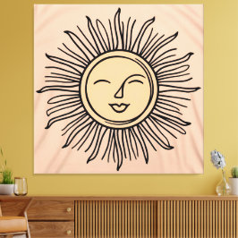 Boho Minimalistisch Sun Symbol Leinwand - Moderner