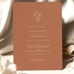 Boho Minimalistisch Terracotta Hochzeit Einladung