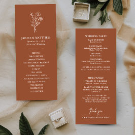 Boho Minimalistisch Terracotta Wedding Program