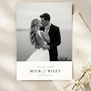 Boho Minimalistisch Typografy Foto Wedding Dankeskarte