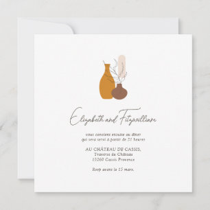 Boho Minimalistisch Vases Hochzeitsempfang Einladung