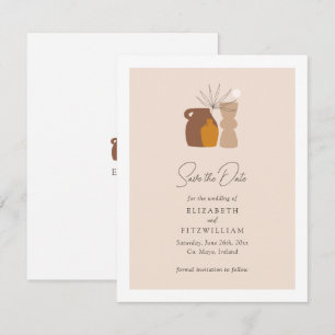 Boho Minimalistisch Vases Initials Wedding of Save The Date